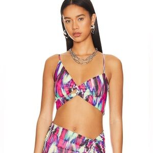 Camila Coelho Serenity Top in Blue Hallucinogen Size S